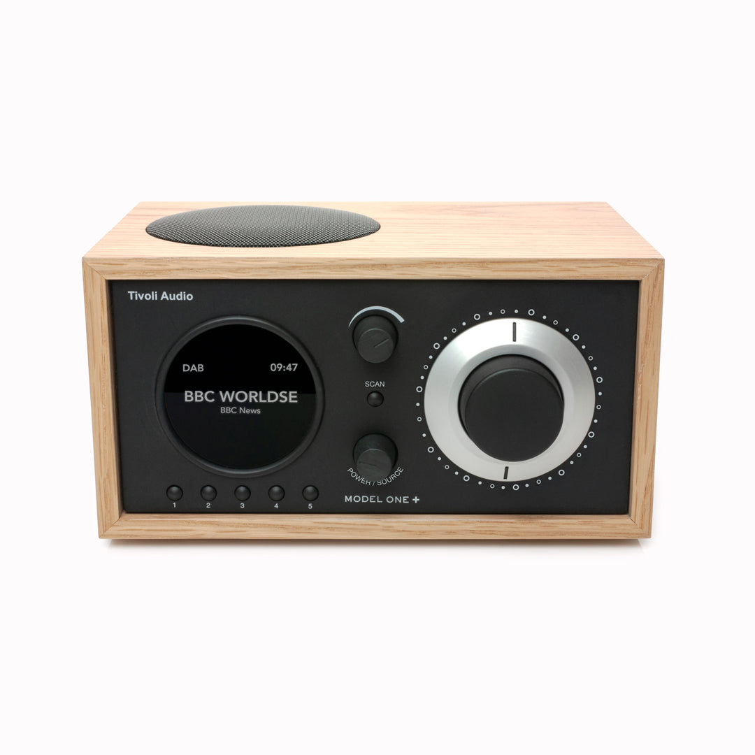 The Model One+ offers a sophisticated blend of classic design and modern audio technology, perfectly suited for any setting. This versatile table radio provides comprehensive listening options, including crystal-clear DAB/DAB+ digital radio, traditional FM, and convenient Bluetooth connectivity for wireless streaming.