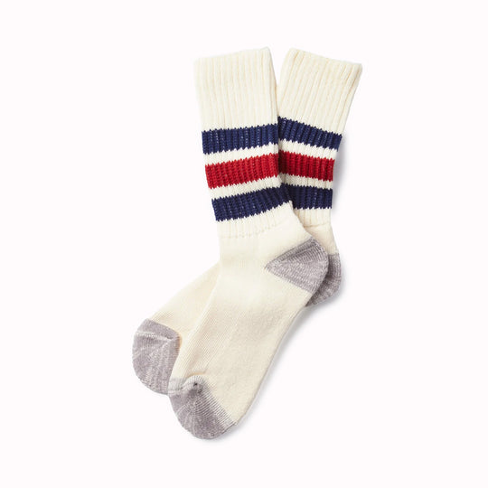 Coarse Ribbed Old School Socks | Navy / Dark Red