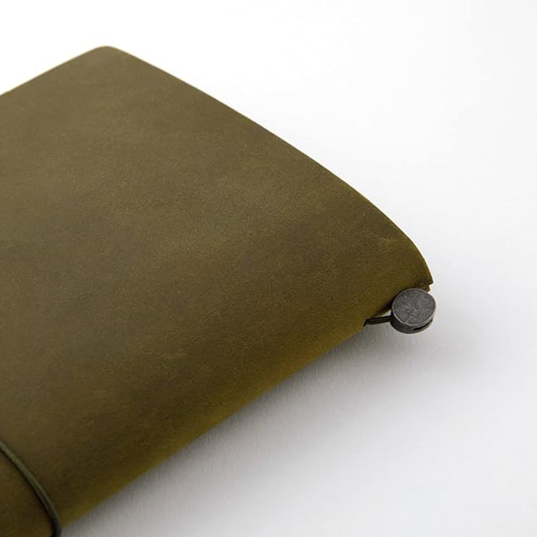 Olive Leather Traveler's Notebook cover. iconic original leather, produced by Midori, Japan. USTUDIO - UK stockist of quality Japanese stationery.
