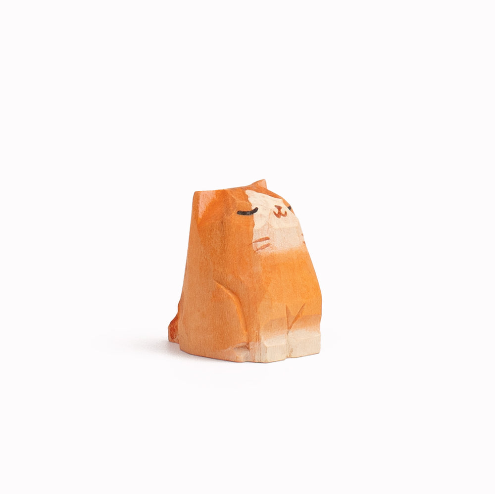 Sitting Cat | Handmade Wooden Animal | Orange