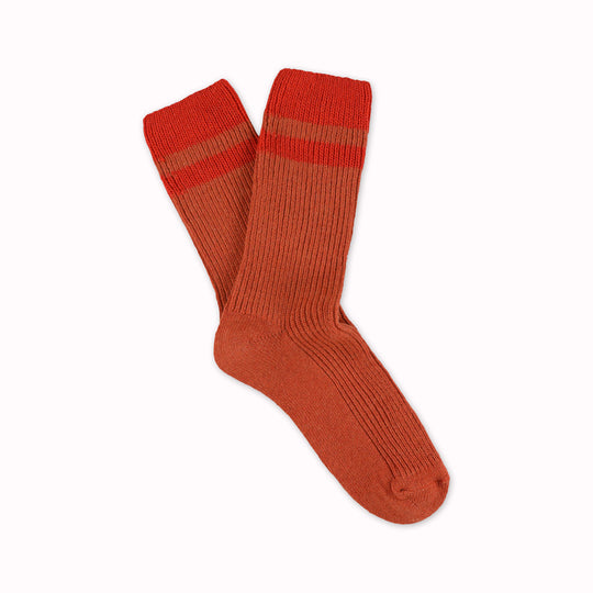 Cashmere Striped Socks | Orange and Strong Orange | UK6-10