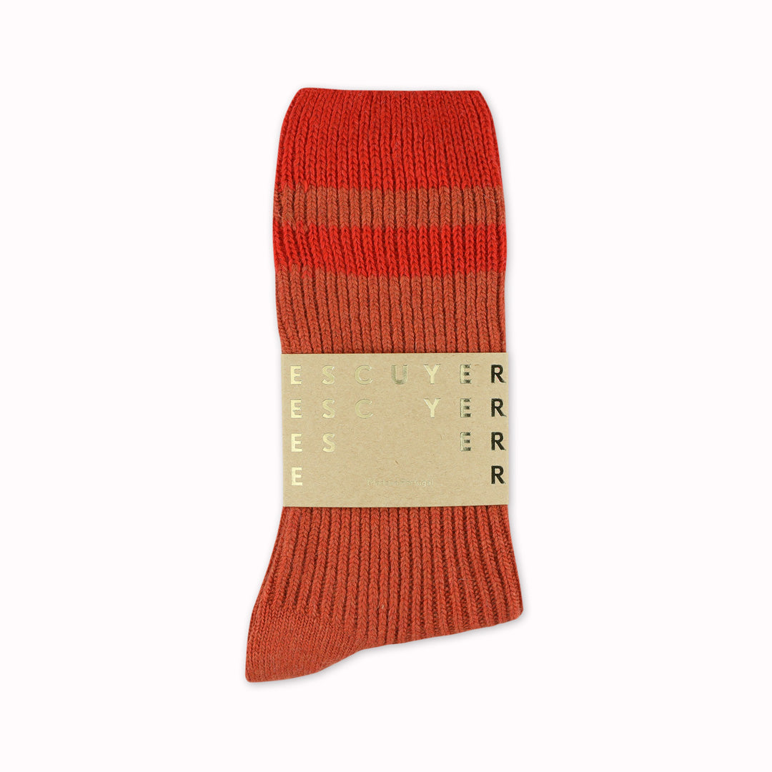 Cashmere Striped Socks | Orange and Strong Orange | UK6-10