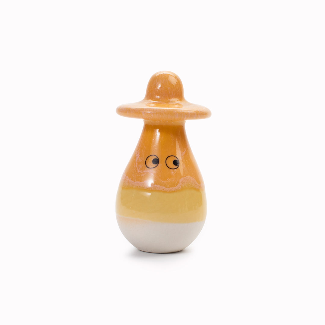 Meet Washi! Washi is a pear shaped, hat wearing, hand glazed ceramic figurine created as a close relative of the classic Arhoj Ghost.