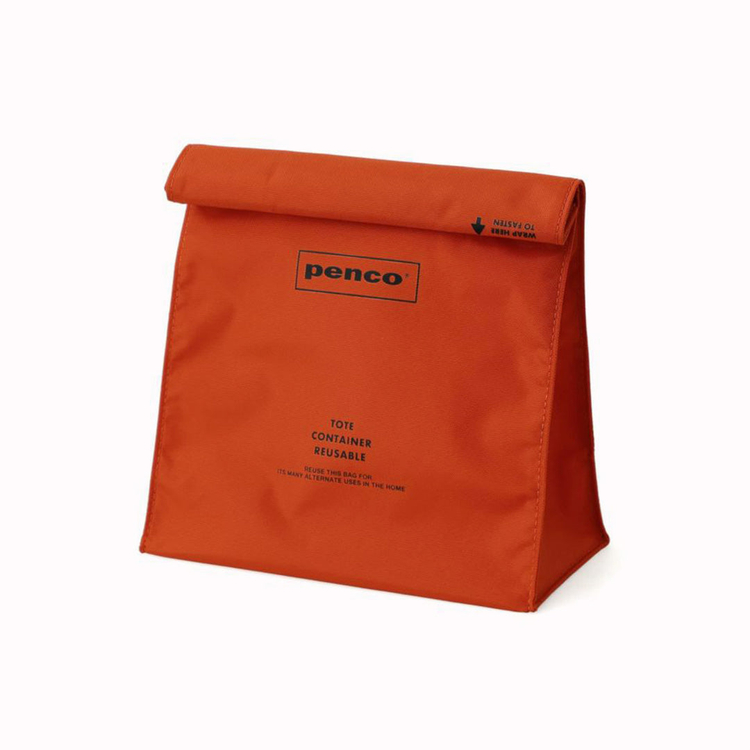 Orange Roll Top Pouch from Penco, offers a convenient seal by rolling up the top similar to a paper bag