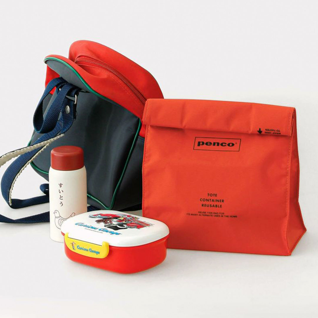 Orange Roll Top Pouch from Penco, offers a convenient seal by rolling up the top similar to a paper bag