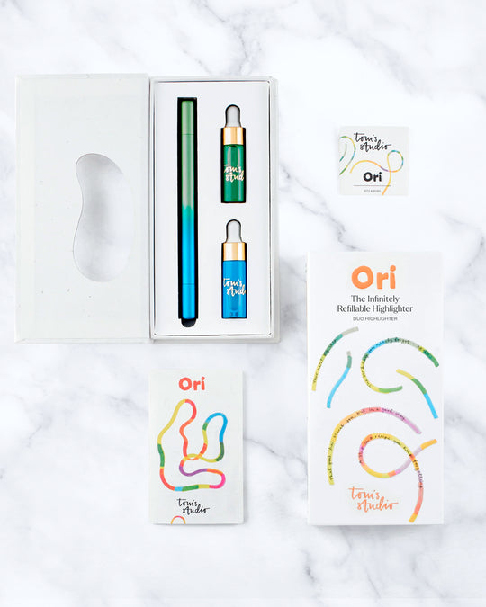 The Tom’s Studio Ori Highlighter is a refillable, modular highlighter pen designed for quick annotations to more expressive mark-making. 