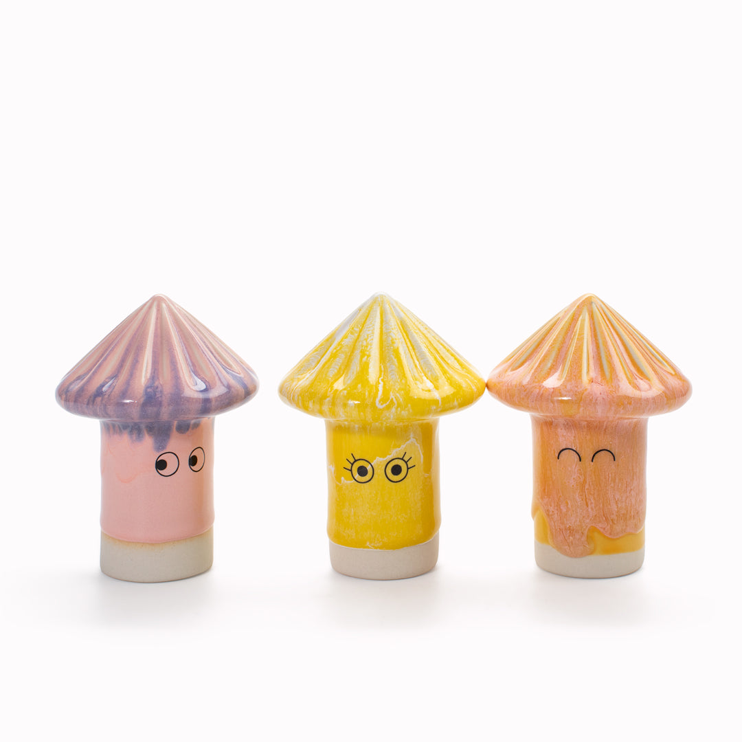 Meet Osu! Osu has a pyramid shaped head and is a hand glazed ceramic figurine created as a close relative of the classic Arhoj Ghost.