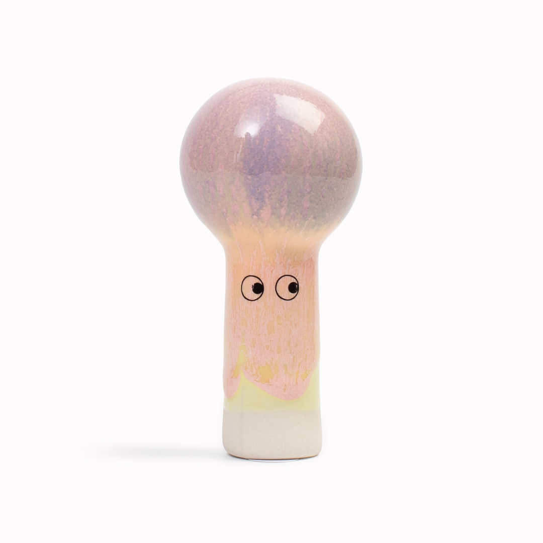 Meet Oni! Oni is a balloon headed, hand glazed ceramic figurine created as a close relative of the classic Arhoj Ghost.
