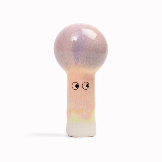 Meet Oni! Oni is a balloon headed, hand glazed ceramic figurine created as a close relative of the classic Arhoj Ghost.