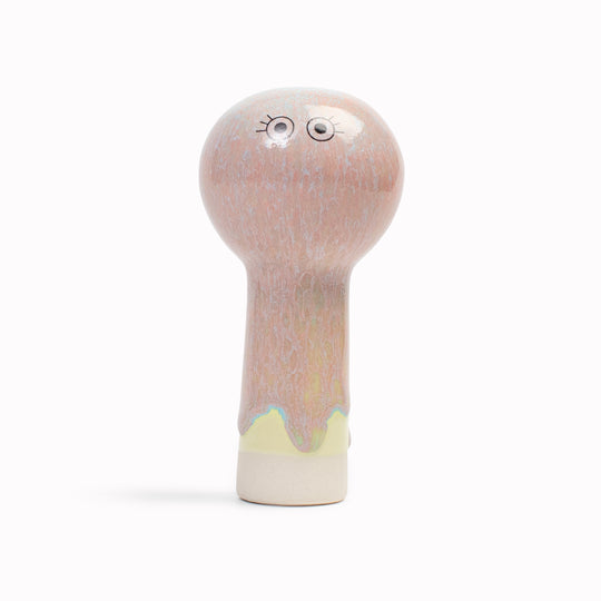 Meet Oni! Oni is a balloon headed, hand glazed ceramic figurine created as a close relative of the classic Arhoj Ghost.