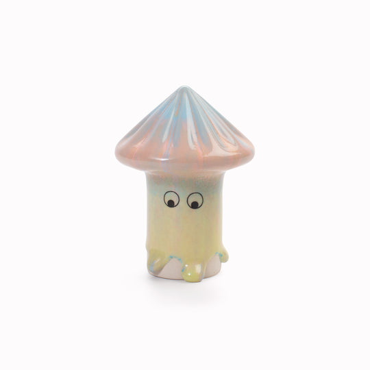 Meet Osu! Osu has a pyramid shaped head and is a hand glazed ceramic figurine created as a close relative of the classic Arhoj Ghost.