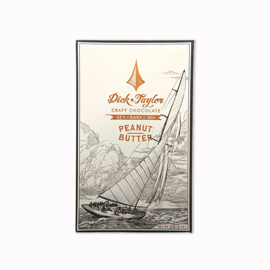 Bean-to-bar milk chocolate layered with peanut butter for a balanced sweet, nutty craft chocolate bar.