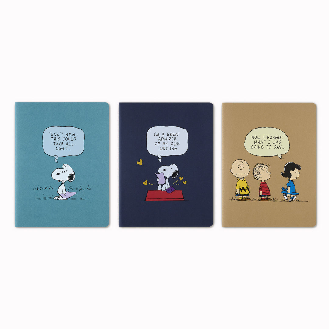 The Classic and Legendary Moleskine's Cahier Journal range, in collaboration with Peanuts. Features character covers and a bookmark.