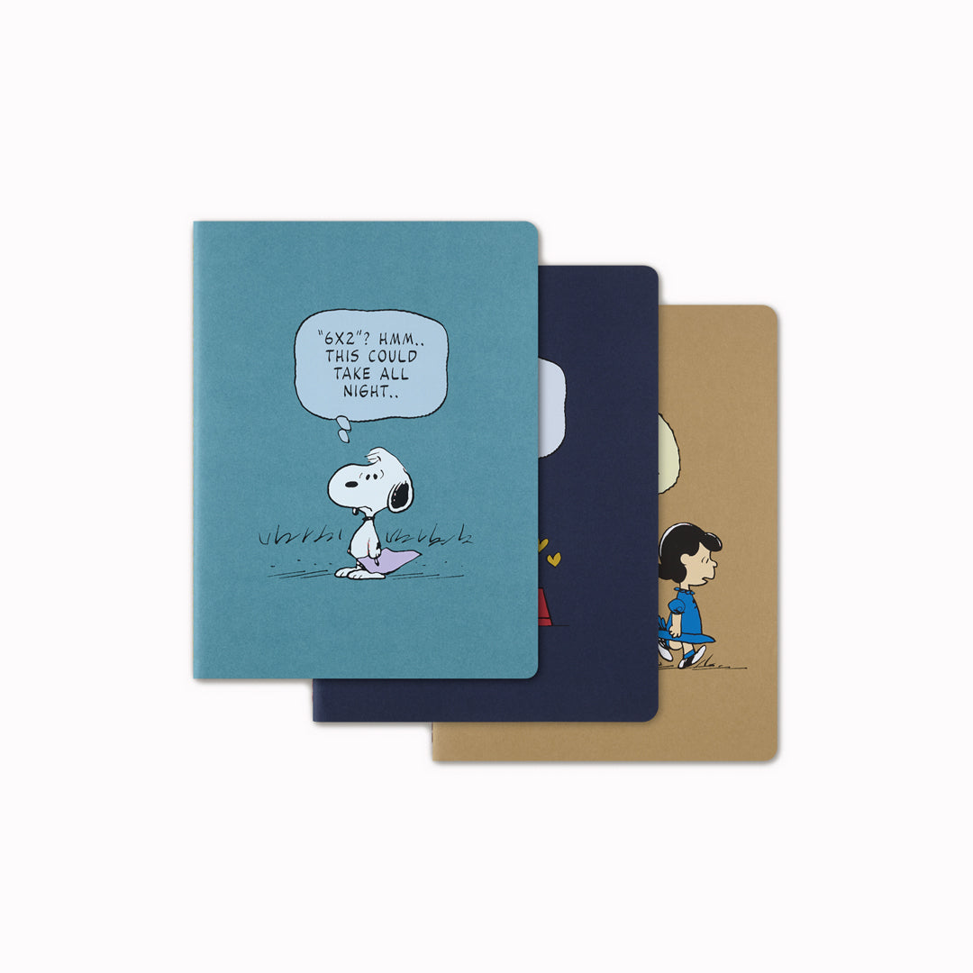 The Classic and Legendary Moleskine's Cahier Journal range, in collaboration with Peanuts. Features character covers and a bookmark.