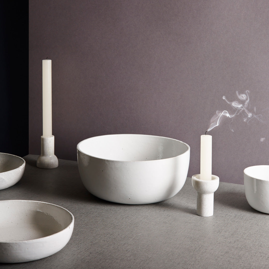 Como Marble range by London based Aaron Probyn. Designed to hold both tea lights and candles, the Como candle holder can be displayed both ways up, depending on your usage.