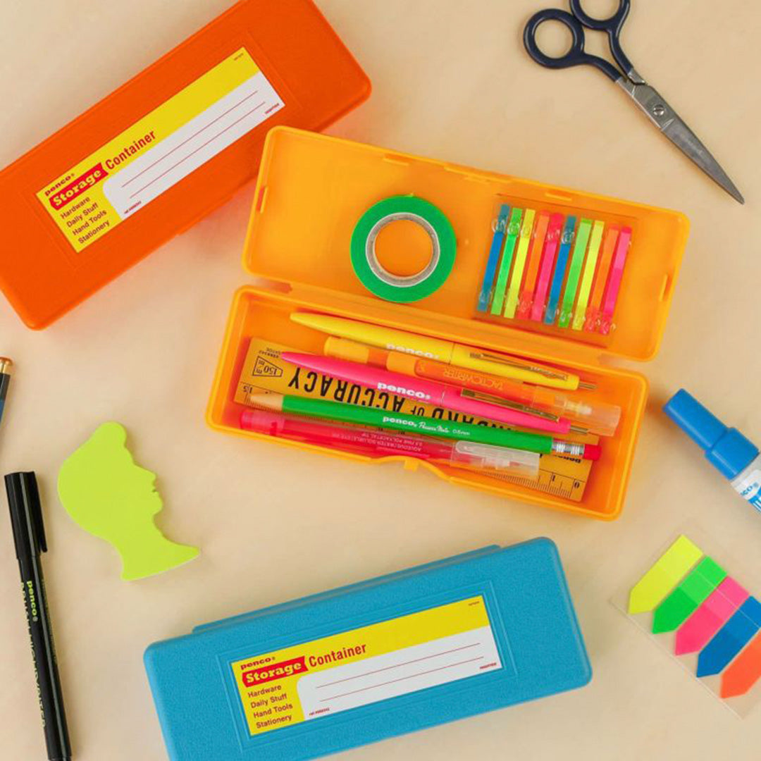 Multi-functional pen case or small storage container from Hightide Penco in green. A sturdy and practical retro style plastic case makes this container ideal as a pencil or pen case but equally functional for all small storage needs.&nbsp;