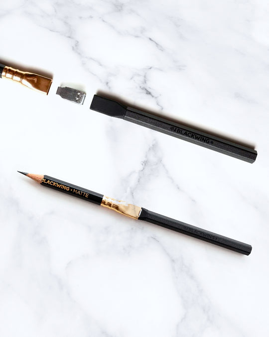 Precision-machined from lightweight aluminium with a rubber tip, to use simply remove the eraser from your Blackwing pencil, and replace using the rubber tip of the Pencil Extender.&nbsp;