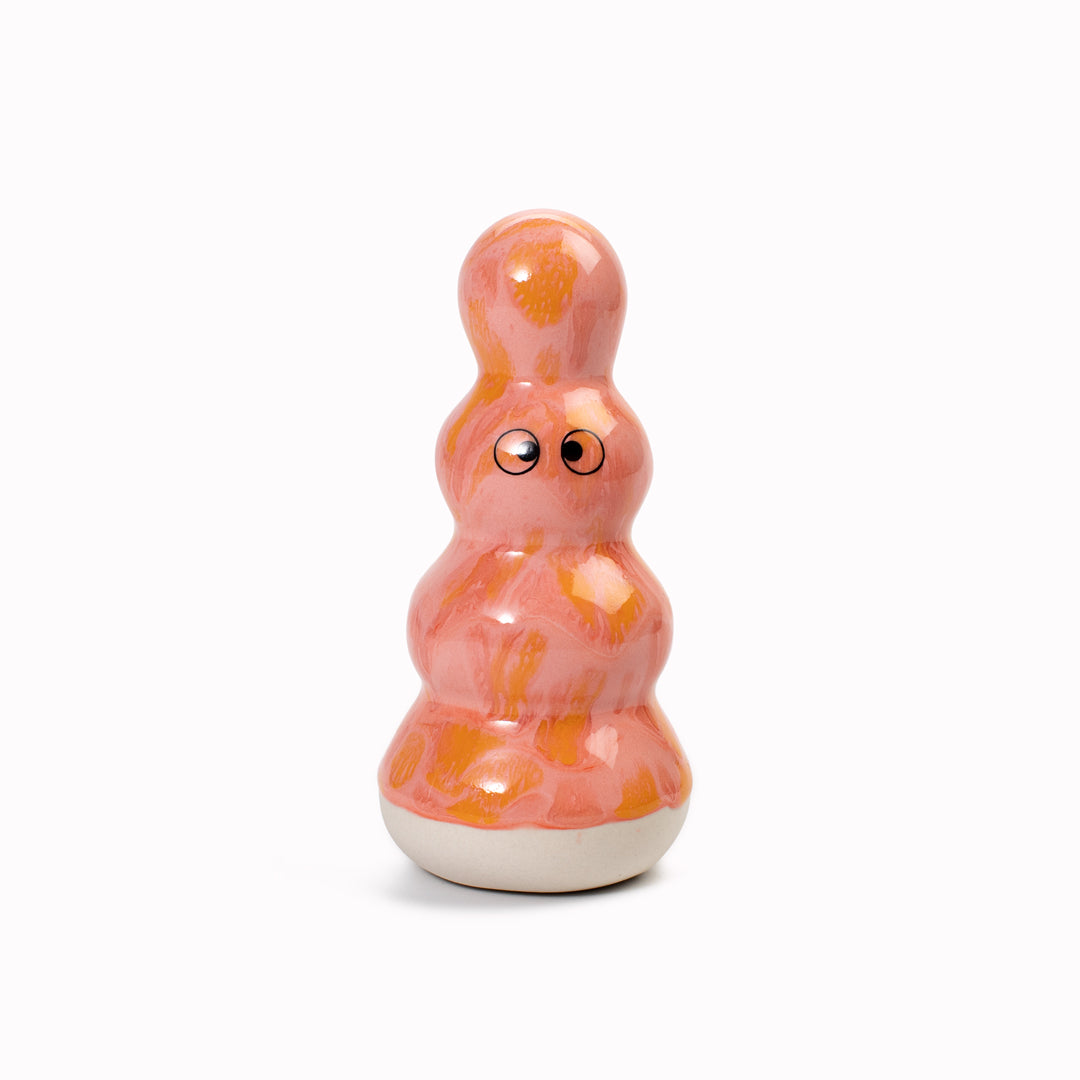 Meet Polo! Polo is a brightly coloured ribbed column and is a hand glazed ceramic figurine created as a close relative of the classic Arhoj Ghost.