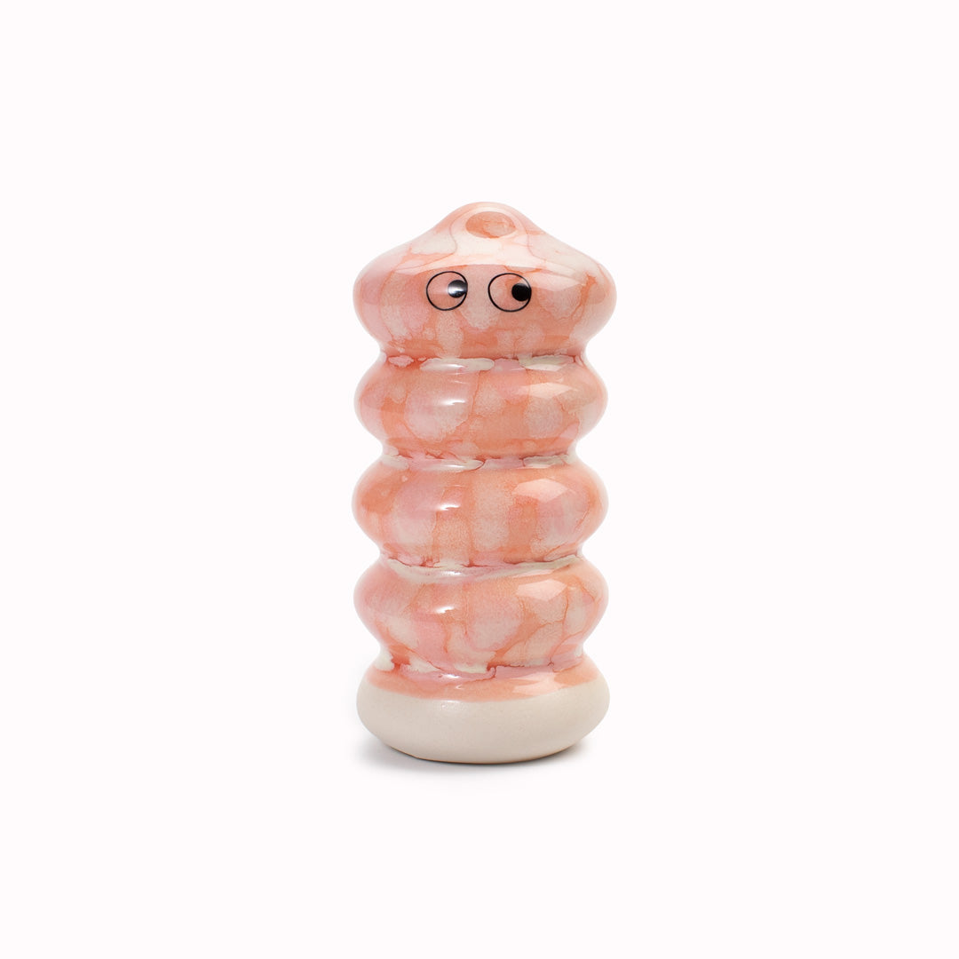 Meet Buru! Buru is a ridged cylinde shaped, hand glazed ceramic figurine created as a close relative of the classic Arhoj Ghost.
