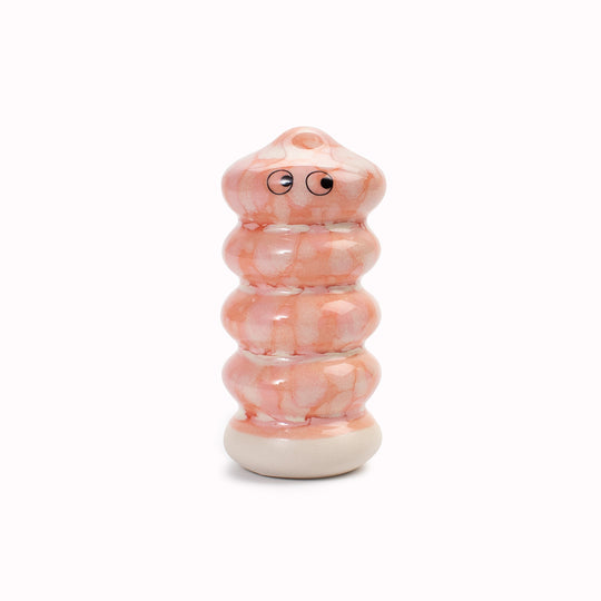 Meet Buru! Buru is a ridged cylinde shaped, hand glazed ceramic figurine created as a close relative of the classic Arhoj Ghost.