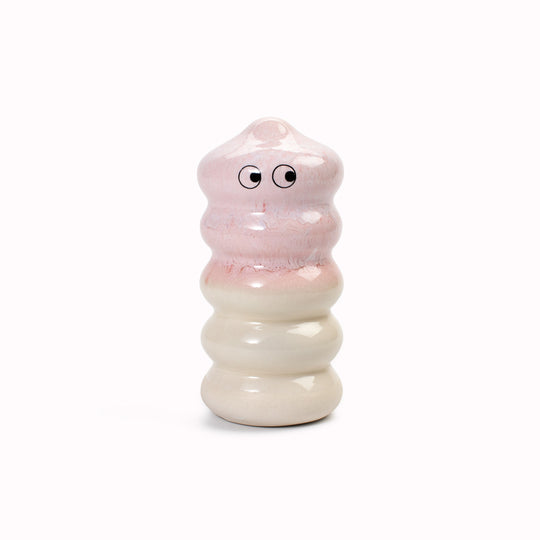Meet Buru! Buru is a ridged cylinde shaped, hand glazed ceramic figurine created as a close relative of the classic Arhoj Ghost.