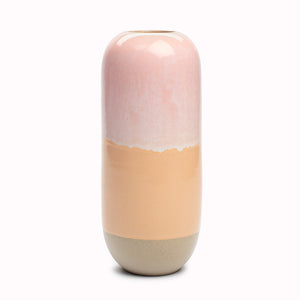 The pink over peach hued 'Pink Fluff' design is hand-thrown in watertight stoneware