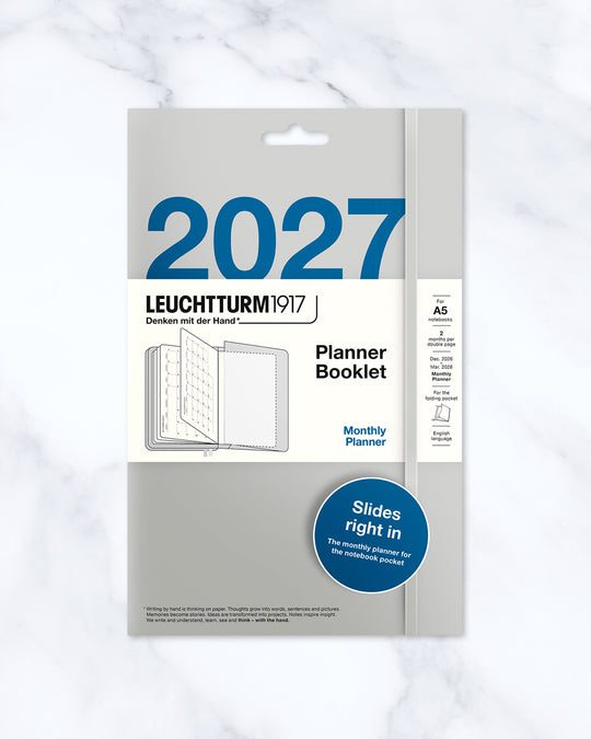 This stitched planner booklet adds a dated monthly planner to any Medium (A5) or Composition (B5) notebook.