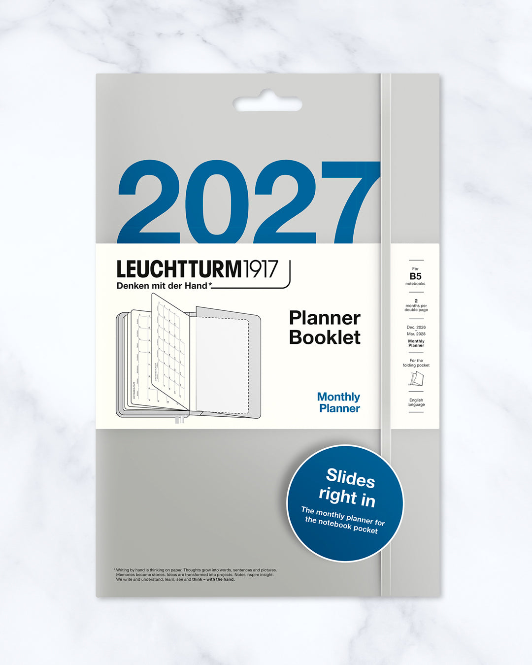 This stitched planner booklet adds a dated monthly planner to any Medium (A5) or Composition (B5) notebook.