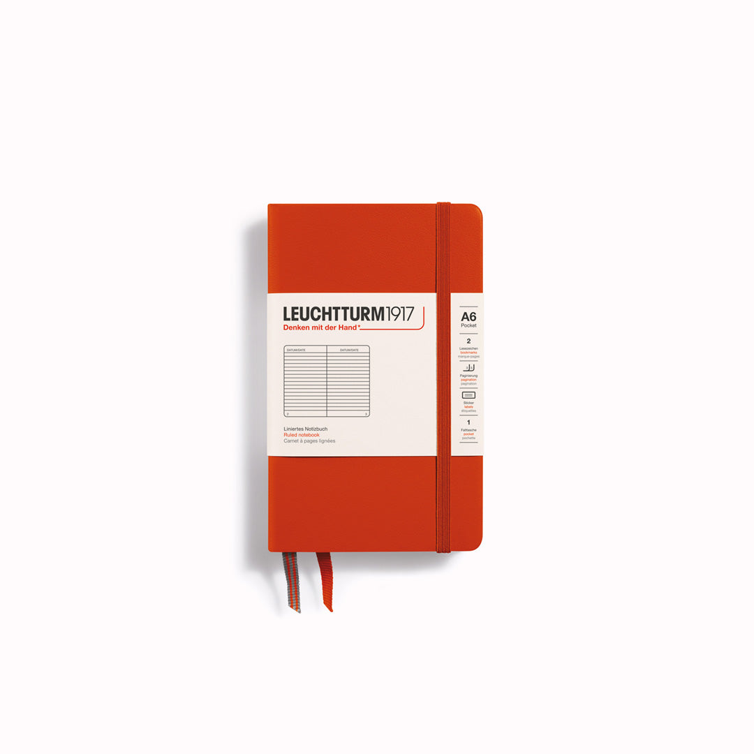 Fox Red - sleek and elegant A6 notebook with lined pages is a really handy size and is ideal for notes, thoughts and plans during a meeting or when travelling.