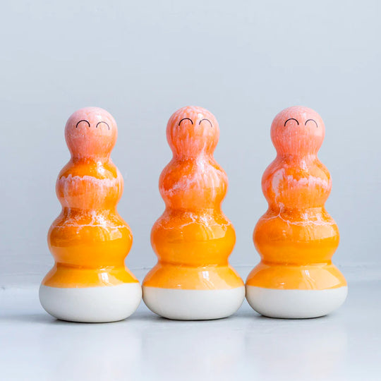 Meet Polo! Osu is a brightly coloured ribbed column and is a hand glazed ceramic figurine created as a close relative of the classic Arhoj Ghost.