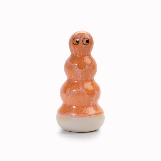 Meet Polo! Polo is a brightly coloured ribbed column and is a hand glazed ceramic figurine created as a close relative of the classic Arhoj Ghost.