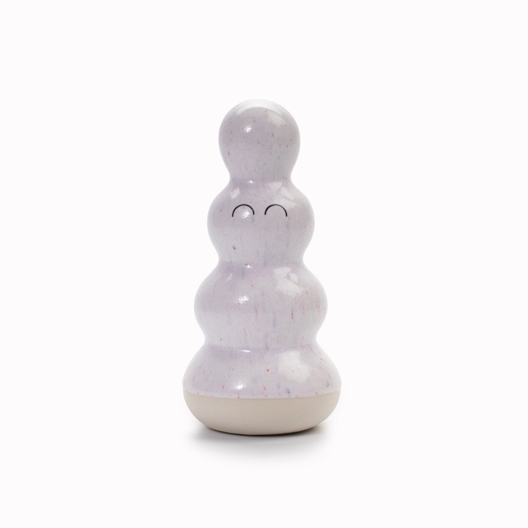Meet Polo! Polo is a brightly coloured ribbed column and is a hand glazed ceramic figurine created as a close relative of the classic Arhoj Ghost.