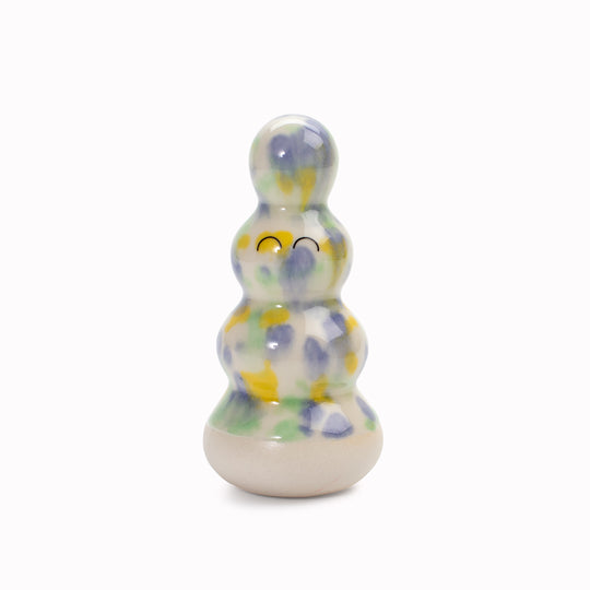 Meet Polo! Osu is a brightly coloured ribbed column and is a hand glazed ceramic figurine created as a close relative of the classic Arhoj Ghost.