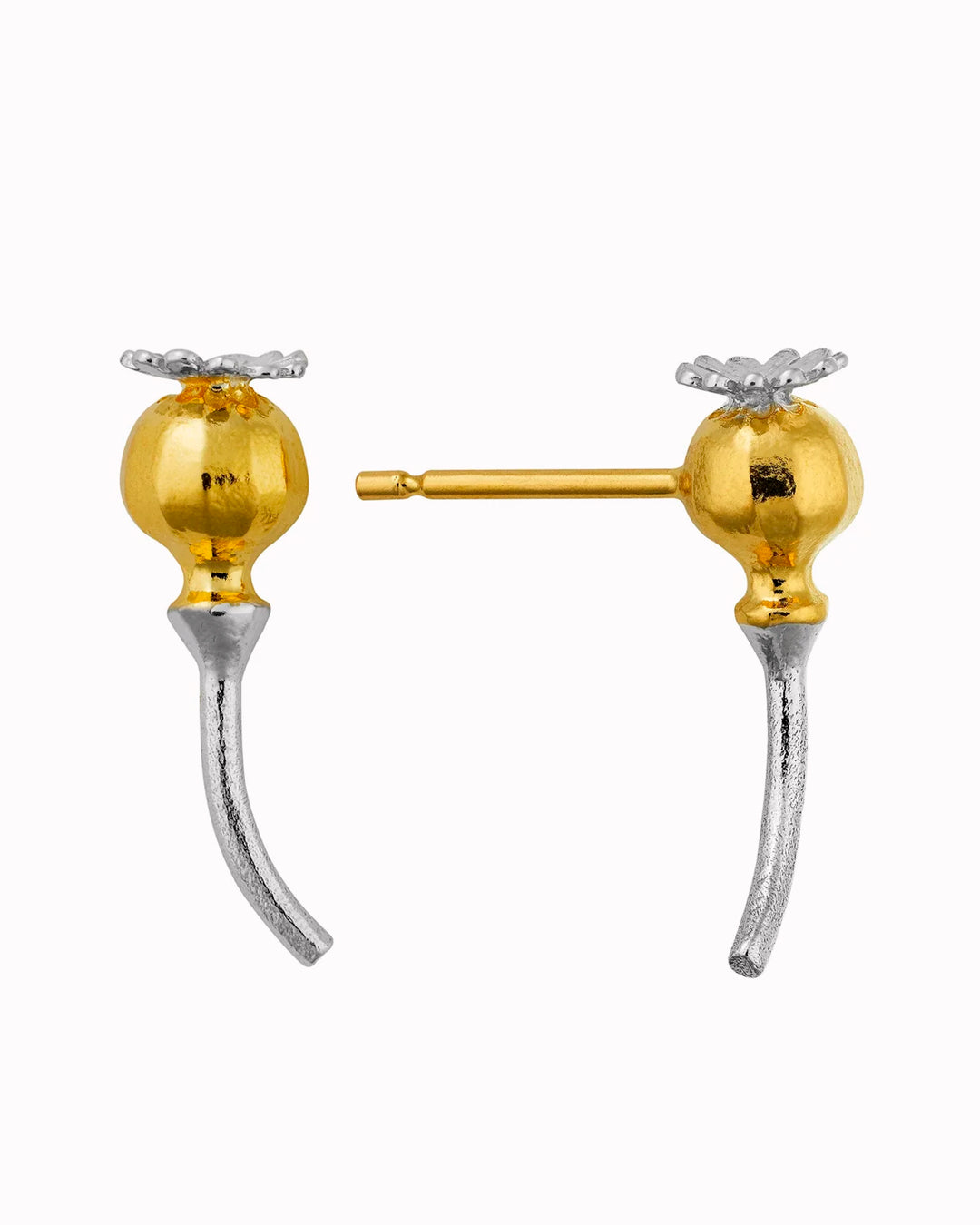 Poppy Head Stud Earrings are a sculptural and elegant pair of botanical stud earrings
