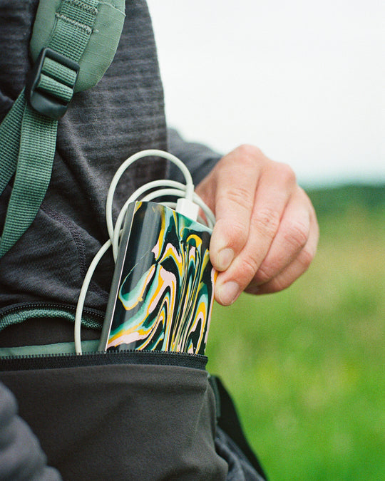 The Gomi Charger is powerful. It will charge a regular smartphone up to 3 full cycles and is powerful enough to charge 2 devices at the same time but is small enough to fit in your pocket.