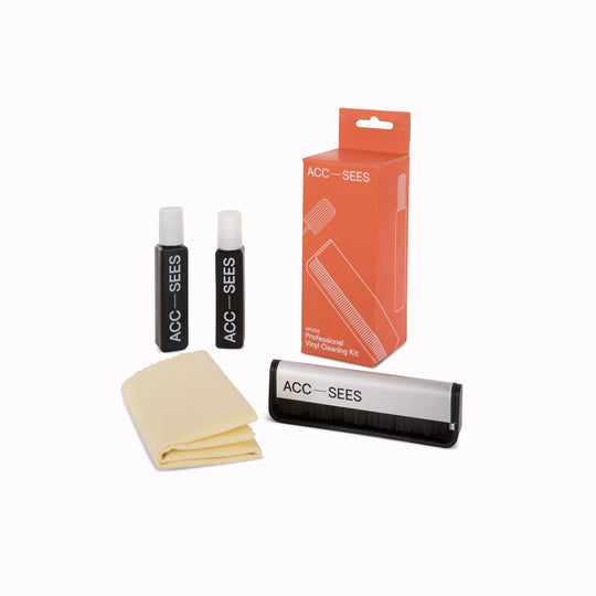 ACC-SEES cleaning kit with spray bottles, cloth, and box on a white background