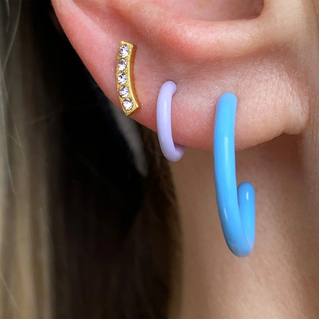 Colour Hoop | Single Hoop Earring | 18ct Gold Plate | Various Colours