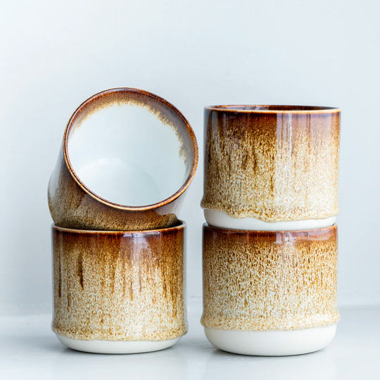 Danish made, Japanese inspired. Individual handmade, thick glazed, ceramic beakers from&nbsp;Studio Arhoj. Can be used as a drinking vessel or small planter (or simply beautifully ornamental).