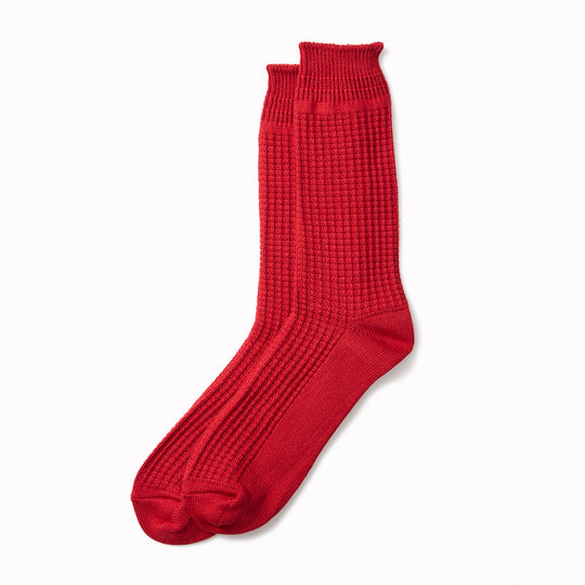 Cotton Waffle Socks | Deep Red