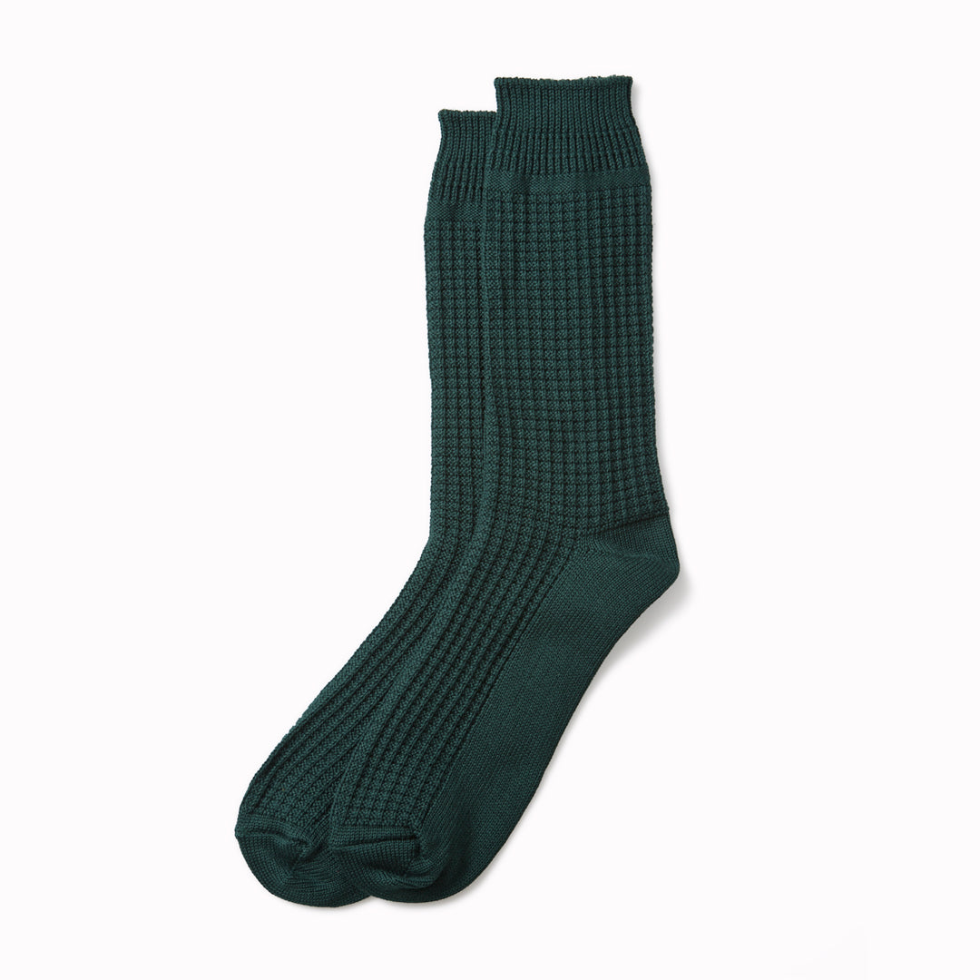Cotton Waffle Socks | Forest Green