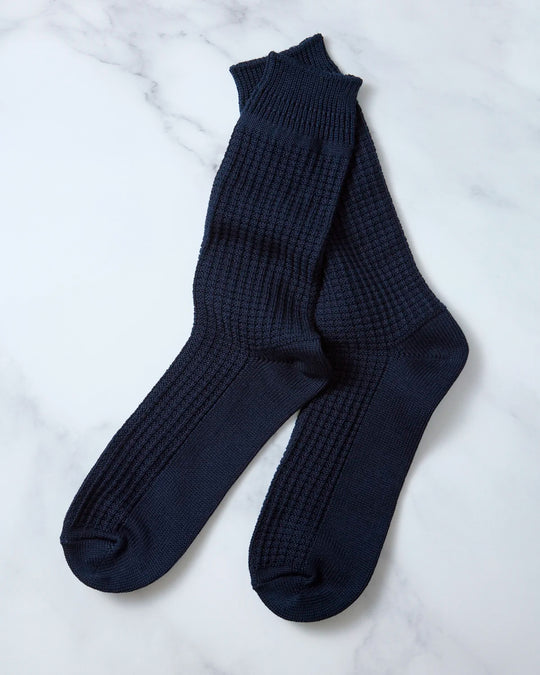 Cotton Waffle Socks | Deep Navy