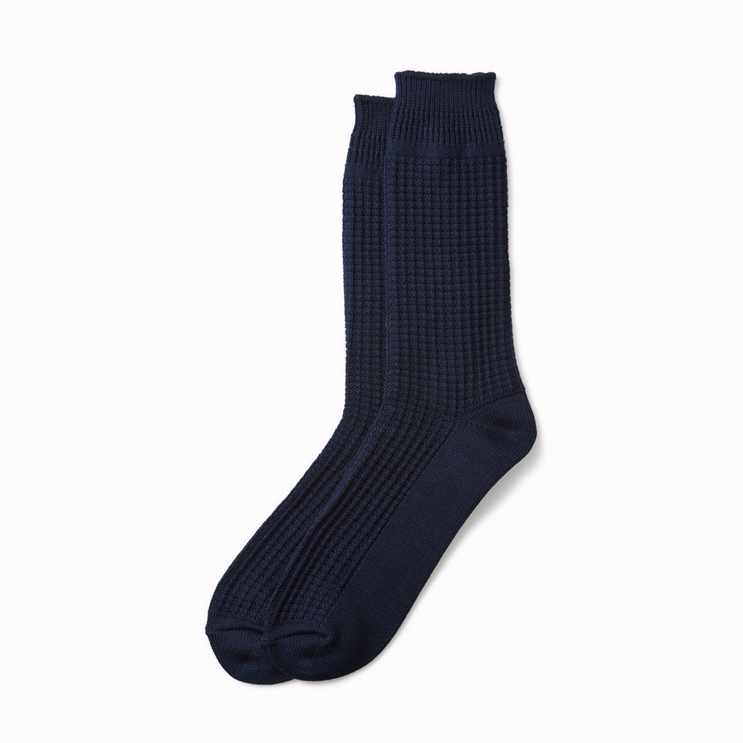 Cotton Waffle Socks | Deep Navy