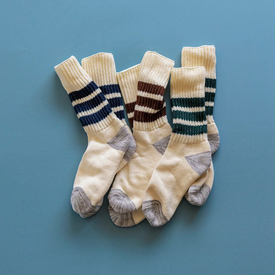 Coarse Ribbed Old School Socks | Blue / Orange