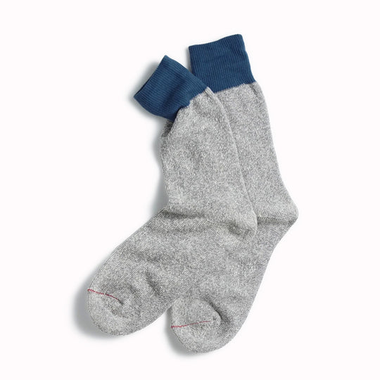 Double Face Crew Socks | Blue / Grey