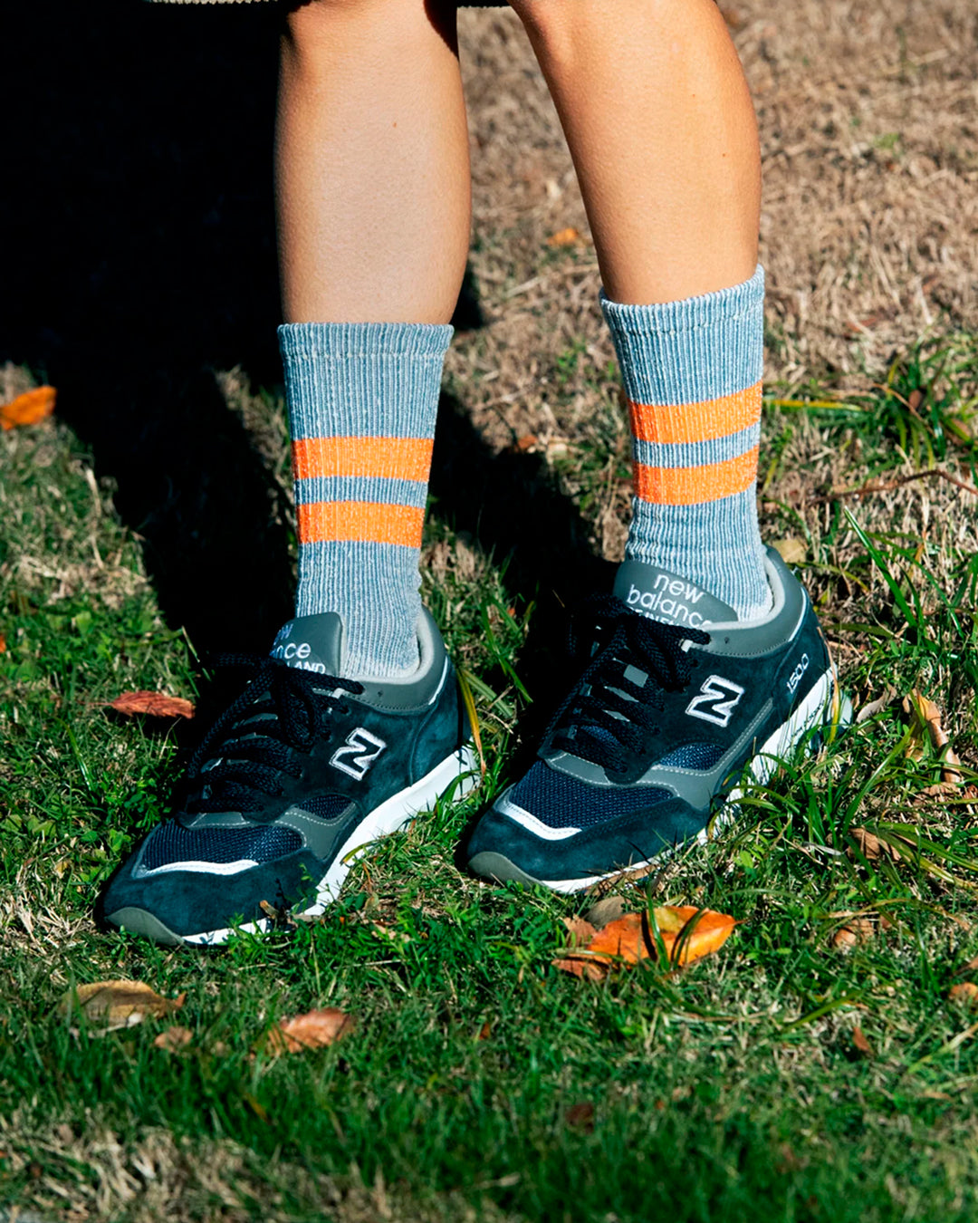 Pile Stripe Marl Socks | Blue+Orange Stripe