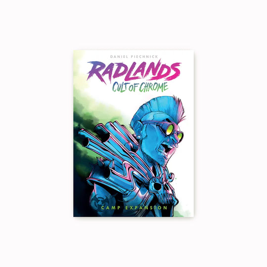 Box Front - Radlands is a 2 player card game where the players act as leaders of rival gangs of post apocalyptic survivors. 