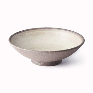 Stunning Ramen bowl from Made in Japan with featuring earthy brown glaze with a circular sweep of golden ochre. The unique hand glazing technique means no two pieces are the same. Perfect for noodles, the bowl is around 78cm high and 25cm in diameter.