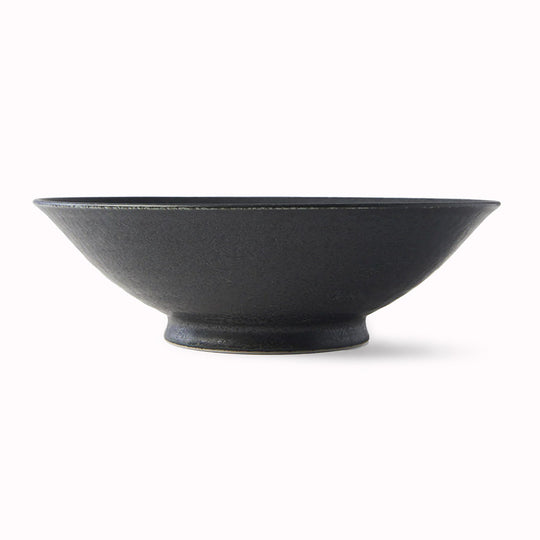 The BB Black range features a mottled black glaze highlighted with iridescent blue - Perfect for noodles, the bowl is around 7.7cm high and 25cm in diameter.