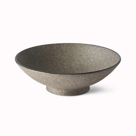 The Earth range features a unique glaze with rustic tones with a focus on simple texture. When turned toward to the light, it shimmers silver - Perfect for noodles, the bowl is around 8cm high and 24cm in diameter.