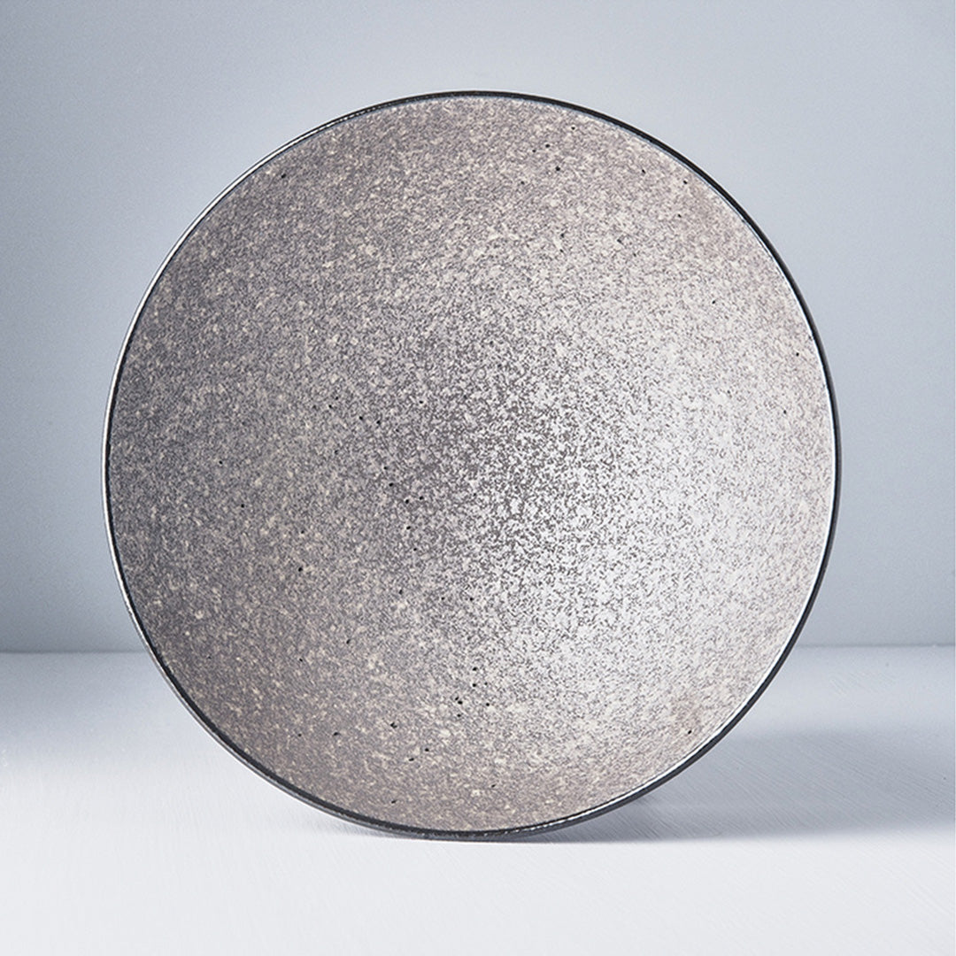 The Earth range features a unique glaze with rustic tones with a focus on simple texture. When turned toward to the light, it shimmers silver - Perfect for noodles, the bowl is around 8cm high and 24cm in diameter.